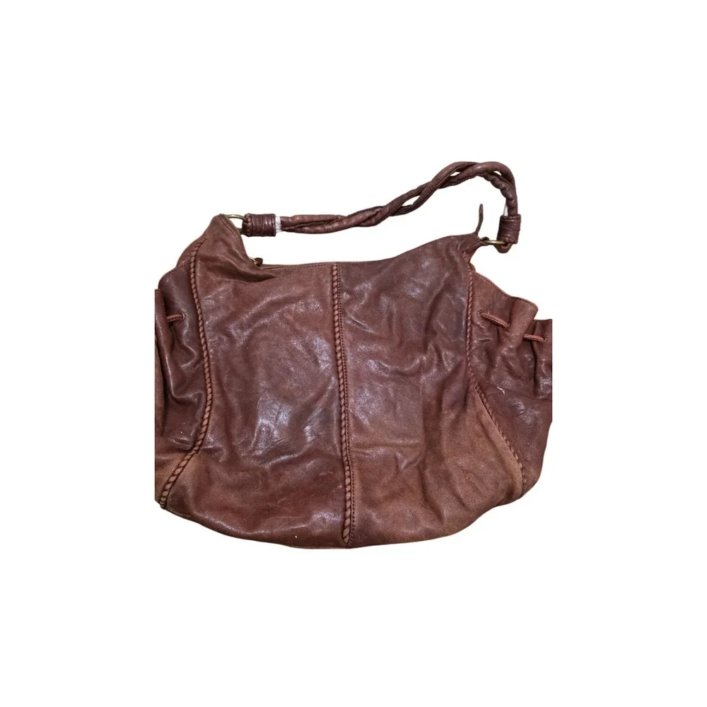 Hobo International Brown Leather Shoulder Bag With Fringe Detail & Interior Pock
